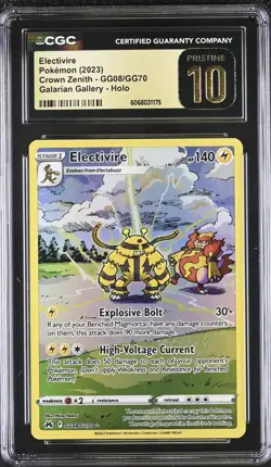 ⚡Pokemon Electivire GG08 Crown Zenith GRADE 10 PRISTINE GOLD LABEL TOP POP!💨 - Image 1