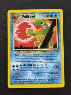 Pokemon Politoed 27/75 Neo Discovery Rare Stage 2 Regular 100HP 40x Attack - Image 1
