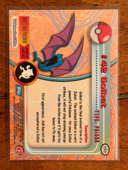 1999 Topps Pokemon Golbat #42 TV Animation Series Blue Logo Non-Holo - Image 2