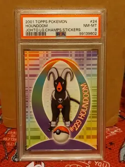 2001 Topps Pokemon PSA 8 Johto League Champions Sticker #229 Houndoom 24/37 TCG - Image 1