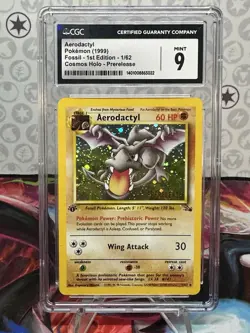 Pokemon TCG 1999 Aerodactyl Fossil 1st Edition Prerelease Cosmos Holo CGC 9 - Image 1