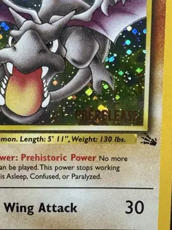 Pokemon TCG 1999 Aerodactyl Fossil 1st Edition Prerelease Cosmos Holo CGC 9 - Image 2