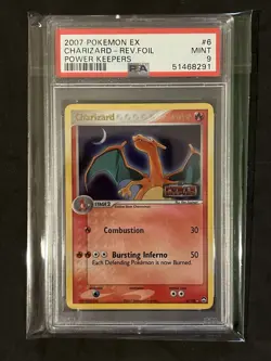 PSA 9 MINT Charizard 6/108 Reverse Holo Foil Pokemon ex Power Keepers - Image 1