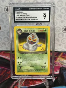 Pokemon TCG 1999 Dark Arbok Team Rocket W Stamp CGC 9 #19/82 English Card - Image 1