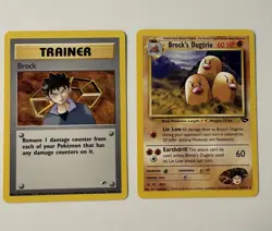 Brock/Brock's Dugtrio Gym Challenge lot of 2 Vintage Pokemon TCG Cards LP/MP - Image 1