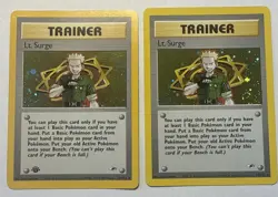 Lt Surge 1st edition Holo & Lt Surge Holo Unlimited Pokemon Gym Heroes Both LP+ - Image 1