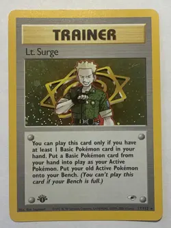 Lt Surge 1st edition Holo & Lt Surge Holo Unlimited Pokemon Gym Heroes Both LP+ - Image 2