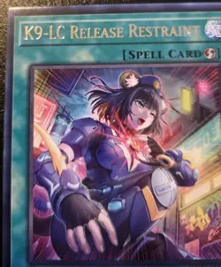 K9-LC Release Restraint JUSH-EN038 1st Edition Rare Justice Hunters Yu-Gi-Oh! - Image 2