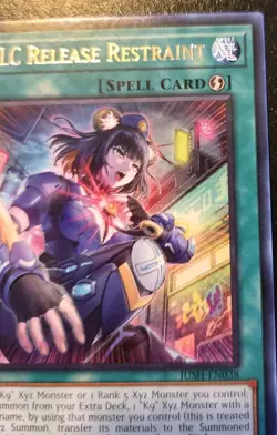K9-LC Release Restraint JUSH-EN038 1st Edition Rare Justice Hunters Yu-Gi-Oh! - Image 3