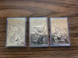 Burger King Pokemon Gold Metal Card, Charizard X2 & Pikachu - Image 2