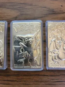 Burger King Pokemon Gold Metal Card, Charizard X2 & Pikachu - Image 4