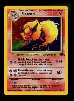#3 Flareon 3/64 Jungle 1999 Holo Rare WOTC Pokemon Card TCG - Image 1