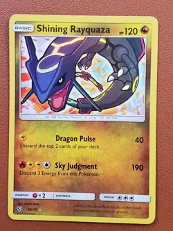 Shining Rayquaza 56/73 Shining Legends Holo LP Pokemon TCG Ultra Rare 2017 Card - Image 1