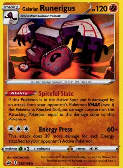 Chilling Reign Pokemon TCG Pokemon Galarian Runerigus Holo Rare - Image 1