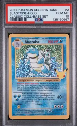 Pokemon PSA 10 GEM MINT Celebrations Blastoise 2/102 Classic Collection Holo - Image 1