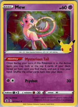Mew 011/025 Celebrations - Pokemon Card - NM - Image 1