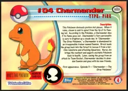 1999 Pokemon TV Animation Series 1 #04 Charmander Blue Logo - NM - Image 2