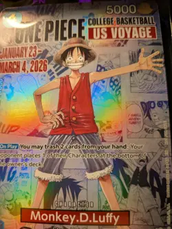 One Piece TCG Luffy P-055 College Basketball US Voyage Promo Card SEALED MSG - Image 1