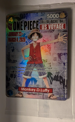 One Piece TCG Luffy P-055 College Basketball US Voyage Promo Card SEALED MSG - Image 2