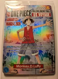 One Piece TCG Luffy P-055 College Basketball US Voyage Promo Card SEALED St John - Image 1