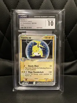 Pokemon TCG Raichu EX Sandstorm Card 98/100 Ultra Rare Holo CCG 10 Gem Mint - Image 1