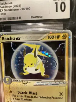Pokemon TCG Raichu EX Sandstorm Card 98/100 Ultra Rare Holo CCG 10 Gem Mint - Image 4
