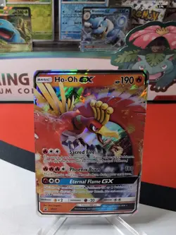 HO-OH GX SM57 Black Star Promo Ultra Rare Full Art Holo Pokemon Card NM - Image 1