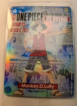 One Piece TCG Luffy P-055 College Basketball US Voyage Promo Card SEALED St John - Image 1