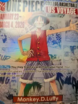 One Piece TCG Luffy P-055 College Basketball US Voyage Promo Card SEALED MSG - Image 1