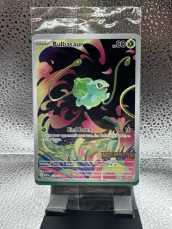 BULBASAUR 133/132 IR MEGA EVOLUTION STAMPED PROMO CARD SEALED - Image 1
