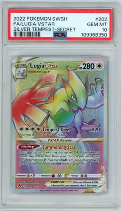 2022 POKEMON SWORD & SHIELD SILVER TEMPEST SECRET FULL ART/LUGIA VSTAR PSA 10 - Image 1