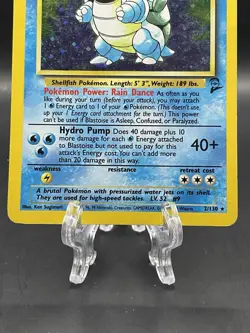 Pokemon WOTC Blastoise 002/130 Base Set 2 Holo MP - Image 3