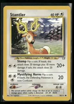 Stantler 76/111 Common Neo Genesis Pokemon Lightly Played - Image 1