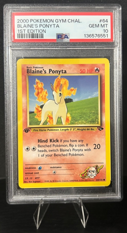 2000 POKEMON GYM CHALLENGE 1ST EDITION 64/132 BLAINE'S PONYTA PSA 10 - Image 1