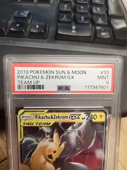2019 Pokemon SUN & MOON Pikachu & Zekrom GX 33/181 PSA 9 - Image 2