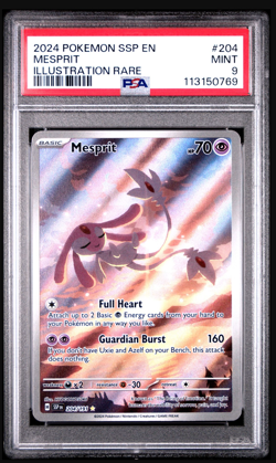 Pokemon TCG Mesprit 204/191SV08 Surging Sparks Illustration Rare Holo PSA 9 - Image 1