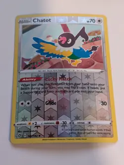 Chatot 142/192 - Rebel Clash Pokemon Reverse Holo Foil Nice! - Image 1