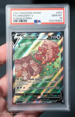 Greedent V 2021 Pokemon Sword and Shield Fusion Strike PSA 10 #257 - Image 1