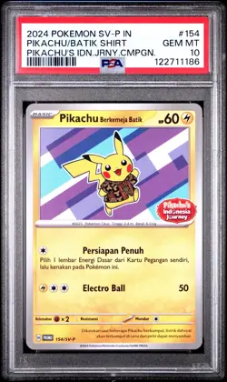 Batik Pikachu #154 PSA 10 Indonesia Journey Campaign SV-P Promo Pokemon Graded - Image 1