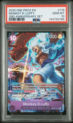 2025 One Piece 2nd Anniversary Set Monkey D Luffy #OP05-119 SEC PSA 10 - Image 3