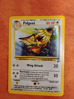 Pokemon Pidgeot 14/130 Base Set 2 Holo Rare Holo Card 80 HP English - Image 1