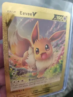 Eevee V Gold Foil Fan Art Vinyl Textured Collector Pokemon Card - Image 3