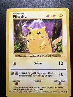 1999 Pokemon Shadowless Pikachu Red Cheeks #58/102 LP - Image 1