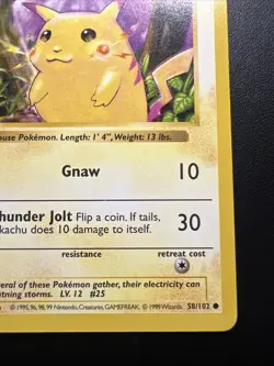 1999 Pokemon Shadowless Pikachu Red Cheeks #58/102 LP - Image 4
