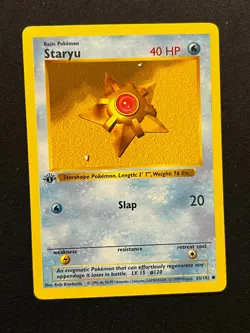 Staryu 65/102 Shadowless 1st Edition Base Set Pokemon Card - Image 1