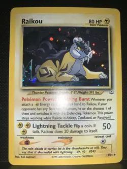 Pokemon TCG Raikou Neo Revelation Holo Rare Card 13/64 Ken Sugimori Vintage NM - Image 2