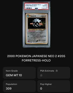 PSA 10 1999 Pokemon Japanese Neo Genesis #205 Forretress - Holo • POP 309 - Image 2