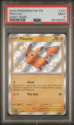 Pikachu 131/091 Shiny Rare 2024 Pokemon Paldean Fates PSA 9 - Image 3
