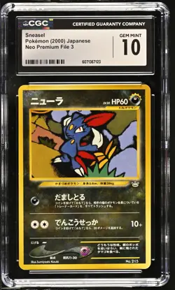 CGC 10 GEM MINT Sneasel Neo Premium File 3 Japanese 215 Pokemon Card - Image 1