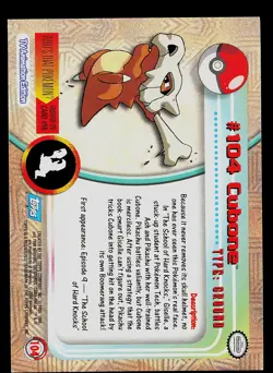 Pokemon Card - Cubone Topps TV Animation Edition 104 Blue Logo - Image 2